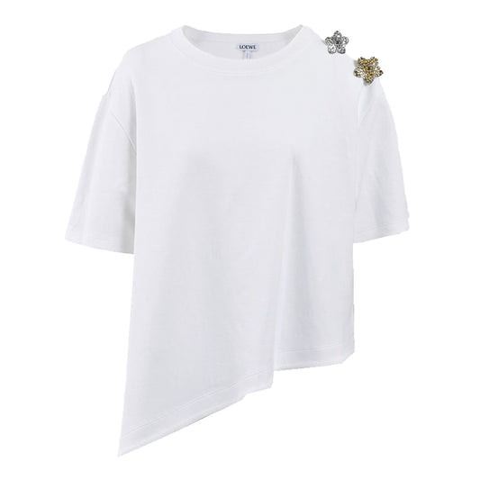 ロエベ LOEWE Tシャツ ASYMMETRIC T-SHIRT S540Y22X54 2100 ホワイト 2024SS レディース