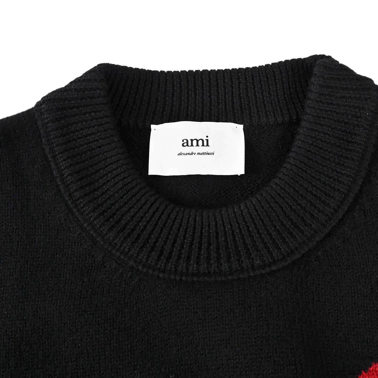 アミ AMI セーター BFUKS006.018 009 ブラック 2024AW メンズ