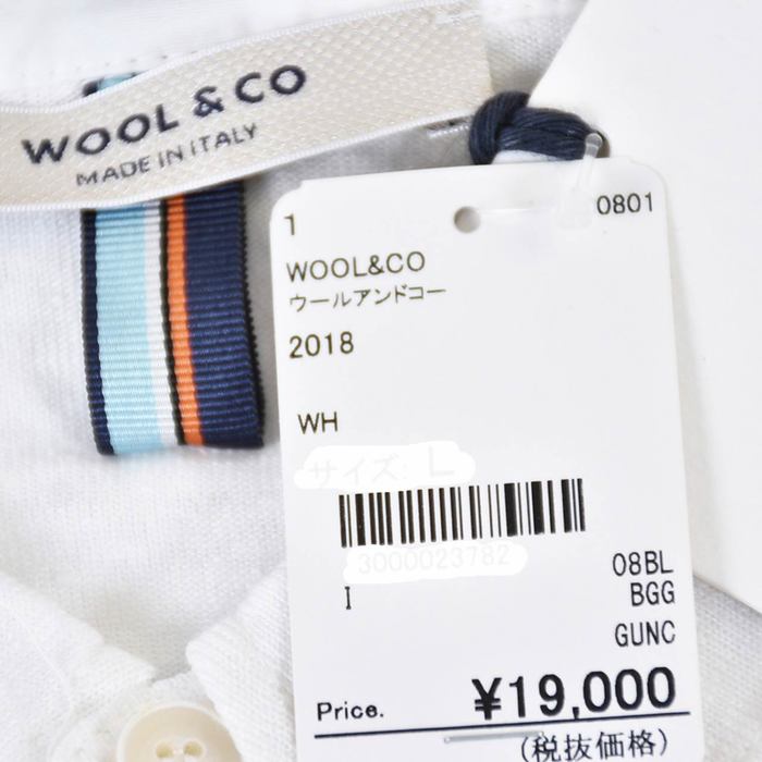 ウールアンドコー ポロシャツ WOOL&CO 2018 ホワイト メンズ