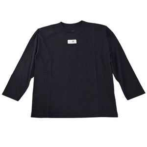 エムエムシックス メゾン マルジェラ MM6 Maison Margiela クルーネック長袖Ｔシャツ S24312 SH0GC0007 900  ブラック 2023AW メンズ